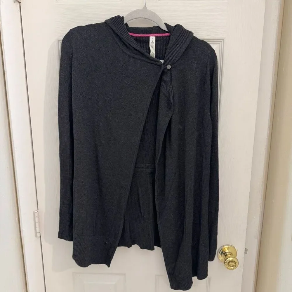 Lululemon Peace of Mind Wrap Sweater Hoodie Size 4 Charcoal Gray Yoga